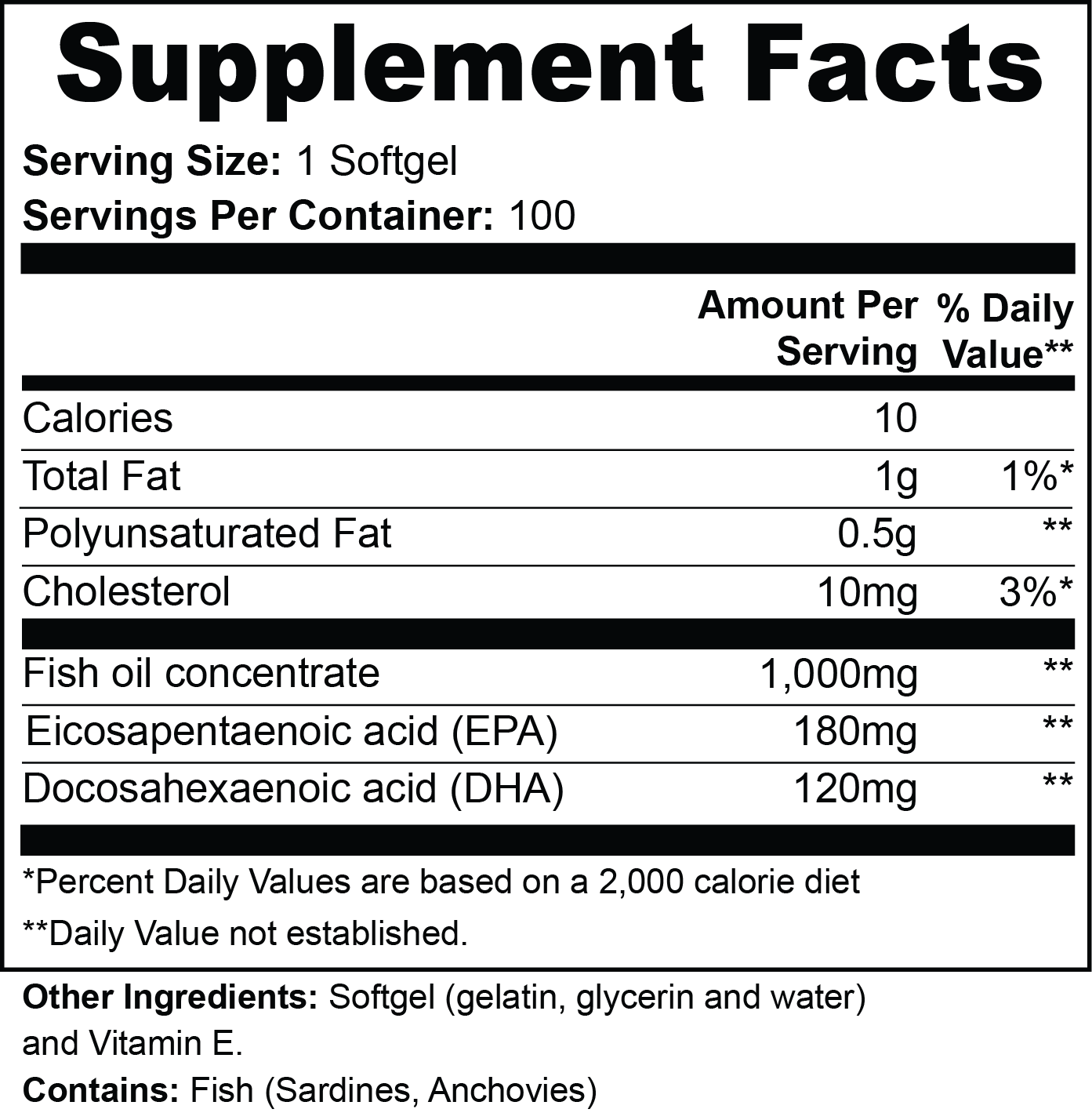 Omega-3 EPA 180mg + DHA 120mg Serenity Lab